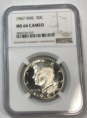 1967 SMS Kennedy Half Dollar NGC MS66 Cameo