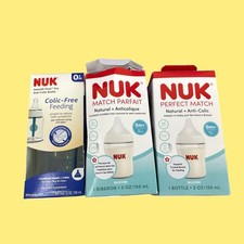 Lot of 2 NUK Perfect Match Natural Anti-Colic 5oz/150ml Bottles 0m 5785 z65b217