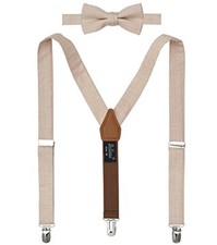 Solid Pre-tied Bow Tie and Suspenders Set for Boys and Youths Events, Parties,