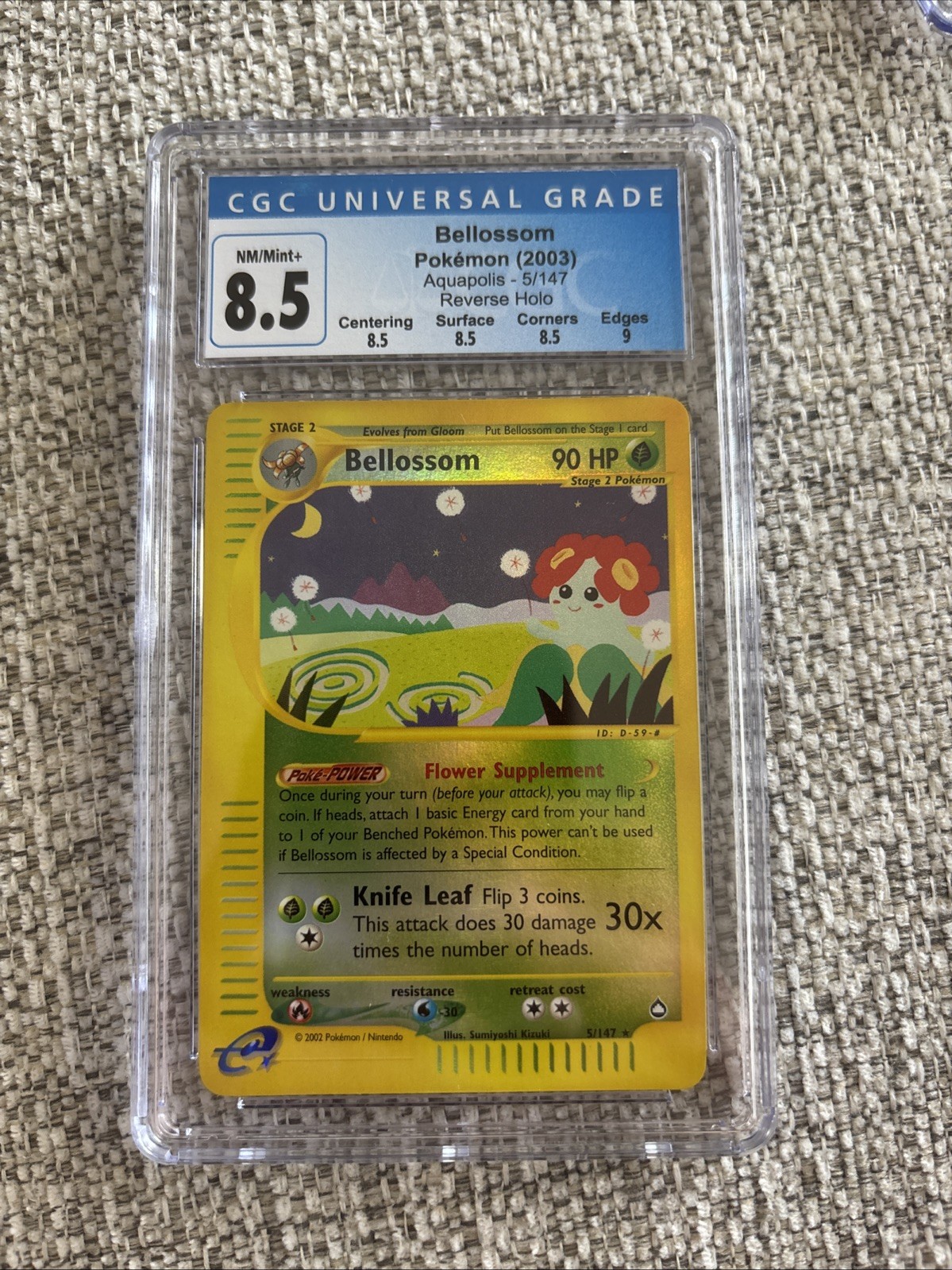 Bellossom Pokemon CGC 8.5 NM/M+ 05/147 AQUAPOLIS Reverse Holo (VERY RARE)