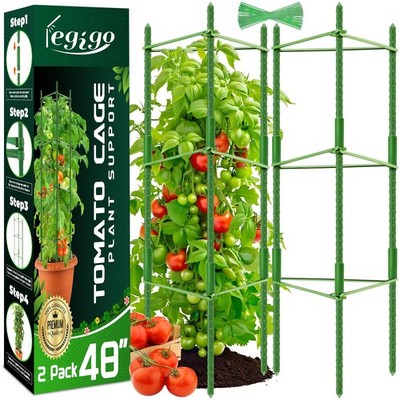 2-Pack Tomato Cage for Garden Plant Support - Up to 48in Garden Stakes, Tomat...
