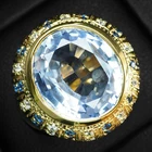 24K Gold 925 Sterling Silver Rings Glamorous Light Blue Sapphire 12Ct Size 8.25