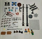 Lego PIRATES MINIFIGURE ACCESSORIES LOT GUNS SWORDS JOLLY ROGER FLAGS MAPS