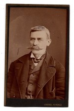 Antique CDV Circa 1880s Knebel Ferencz Handsome Old Man Mustache Szombathely Hu