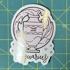 Aquarius Vinyl Diecut Sticker UV Fade Resistant Dishwasher Safe 3.5  X 3.5  