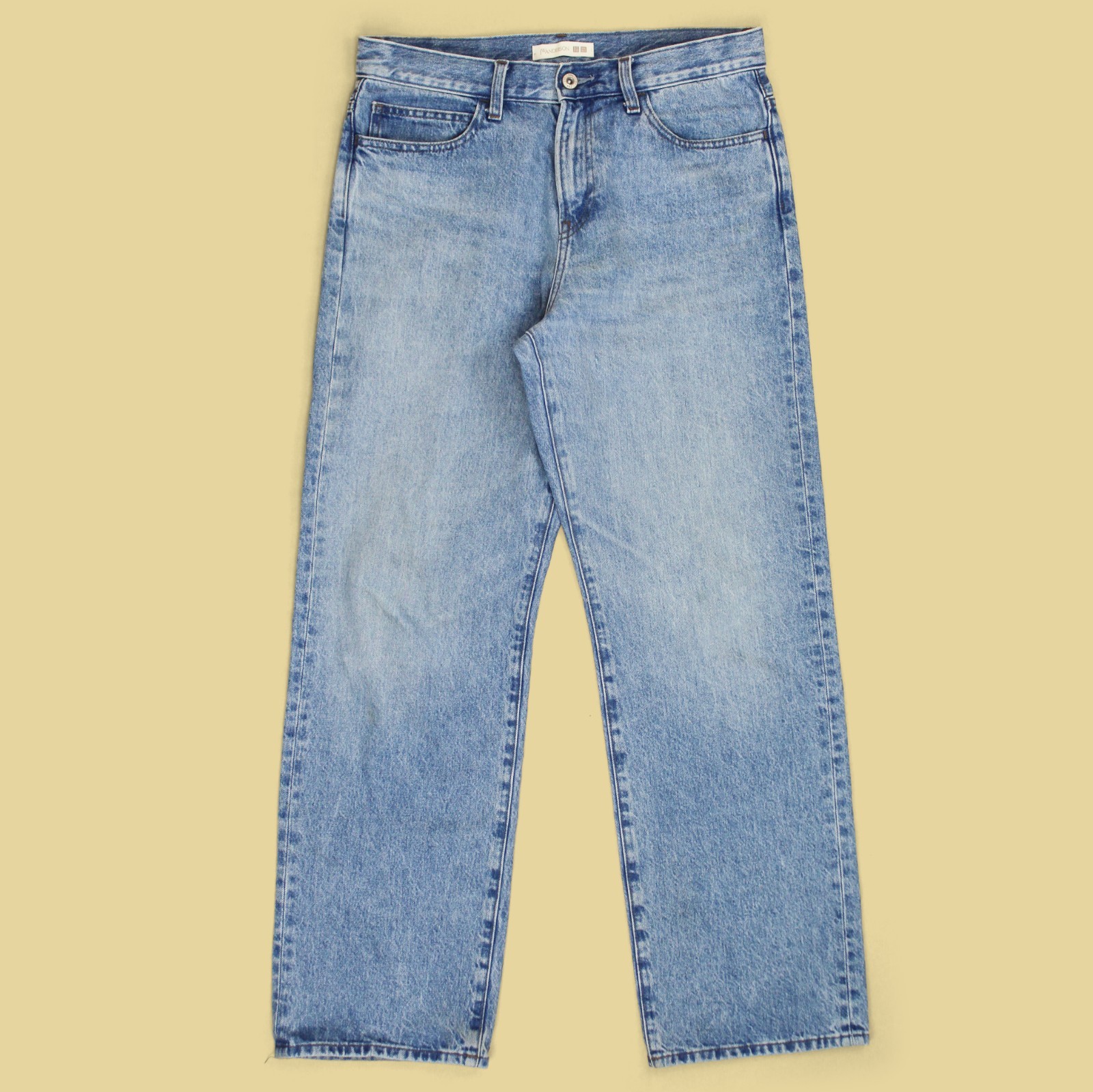 Uniqlo x JW Anderson Light Faded Stonewash Cotton Denim Wide Leg Jeans 28 thumbnail 2