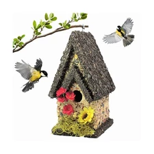 Edible Birdhouse - Birdseed Bird Feeder, Wooden Birds House Covered in Wild B...