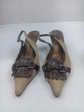 NINE WEST Tan Buckle Sling Back Heel Womens 8 M