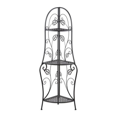 Zingz & Thingz Farmhouse Home Décor 3-Tier Metal Basket Shelf Stand, 18x11.