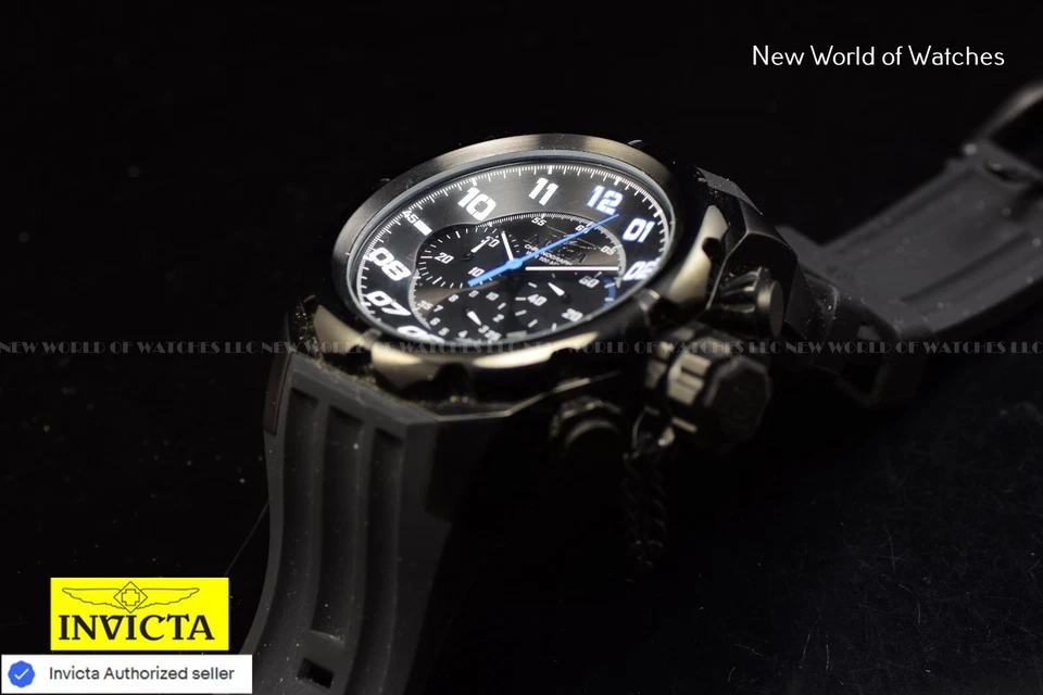 Reloj Invicta Russian Diver 52 mm Cronógrafo Banda Silicona NEGRO SS para Hombre Foto 4 de 4