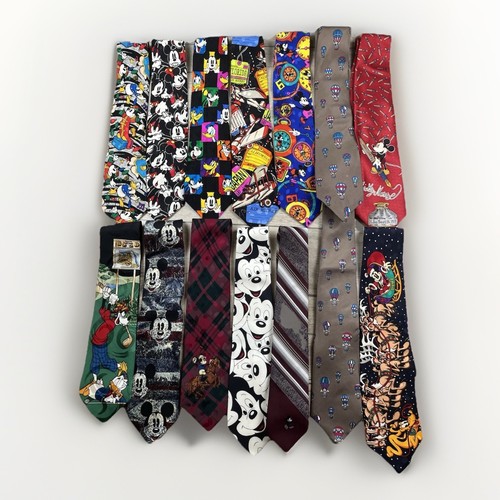 Disney - 14 Silk Tie Lot Featuring Mickey Mouse & Many Other Beloved Characters