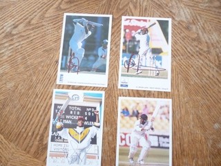 4 x BRIAN LARA autographs on postcards uk post only or collection