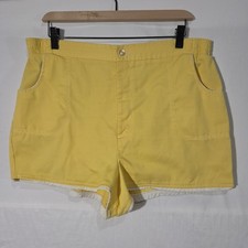 Vtg 70s Gator Of Florida Shorts Hot Pants 34" Yellow Hoochie Daddy Piping Retro