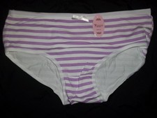 Girls XL 12yrs striped cotton panties w/bow purple white nwt tween