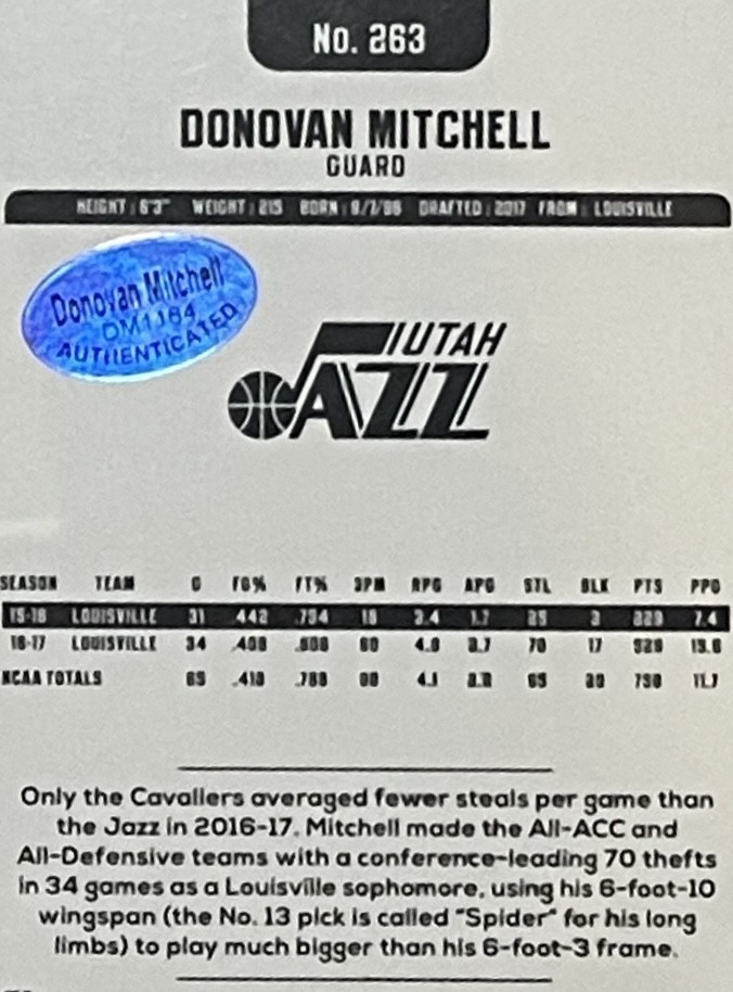 2017 NBA HOOPS DONOVAN MITCHELL #263 ROOKIE AUTO~PSA MINT 9/ AUTO 10~MINT SLAB!! view 8