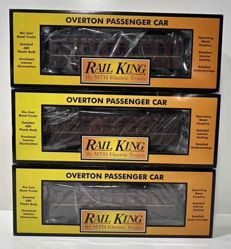 (3) MTH Rail King 30-6431 Pennsylvania Overton Coach Cars calibre O PRR | Zustand: Used
