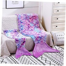 Toddler Mermaid Tail Blankets Glittering Cozy Soft Flannel Toddlers Purple Pink