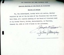 Joe Cronin Johnny Murphy PSA DNA Signed 1956 Contract Autograph