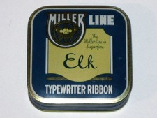 Vintage 1930s MILLER Line ELK Typewriter RIBBON Advertising TIN! Underwood Black thumbnail