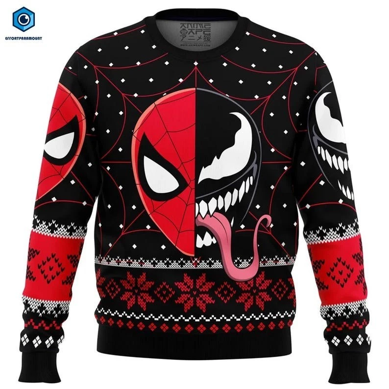 Spiderman Venom Comics Ugly Christmas Sweater, Superhero Christmas Sweater