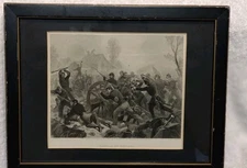 Matted/Framed Antique Orig Battle Of Shiloh Etching/Engraving Civil War 11"x 9