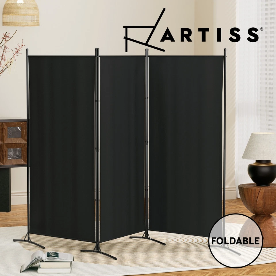 Artiss 3 Panel Room Divider Screen 260x180cm Fabric Black