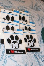 SET OF 6 NEW ADORABLE LITTLE GIFTS I LOVE  HEART BICHONS PAW CAR MAGNETS