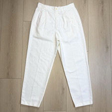 VTG Liz Claiborne LizSport Women  s White Pleated Linen Blend Tapered Pants Sz 8