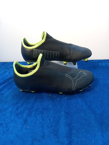 Puma Men's Finesse Laceless FG Football Boots In Black & Yellow UK Size 7.5 VGC - Picture 1 of 8