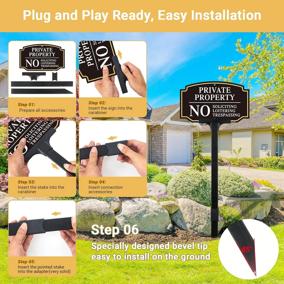 Letrero de propiedad privada sin intrusión con juego de estacas, sin letrero de solicitud para casa Foto 3 de 4