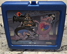 VINTAGE 1993 PLASTIC DC COMICS 'BATMAN' BLUE LUNCH BOX - NO THERMOS