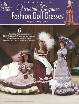 Victorian Elegance Fashion Doll Dresses Crochet Parasol Hat Dress Purse  Barbie