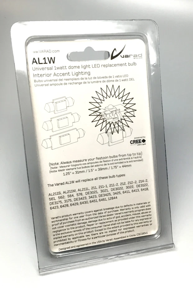 Varad AL1W Universal 1 Vatio Domo Bombillas LED, 3 Tamaños - AZUL AL1W-BL Foto 4 de 4
