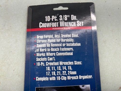 MIT 3/8" Drive Crowfoot Wrench 10 PCS Set Metric 10mm - 24mm w/ Organizer - Picture 5 of 6