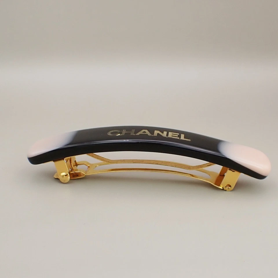 CHANEL Logo Hair Clip Barrette Accessory Black Pink Gold Made in France 33RJ980 - Image 2 of 4