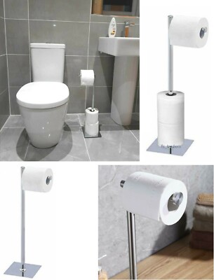 2 In 1 Free Standing Toilet Paper Roll Holder Dispenser Ebay