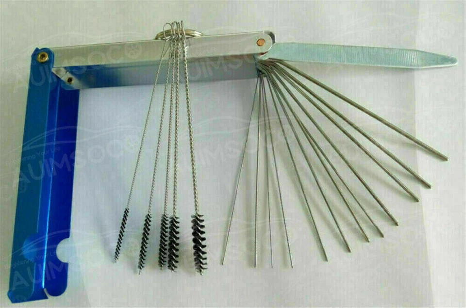 Kits de herramientas cepillos agujas de limpieza para quitar chorro de suciedad de carbono carburador de 18 piezas Foto 3 de 4