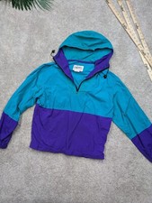 Vintage USA MADE 90s Prima Hooded Anorak Windbreaker Womens Medium Nylon Blue