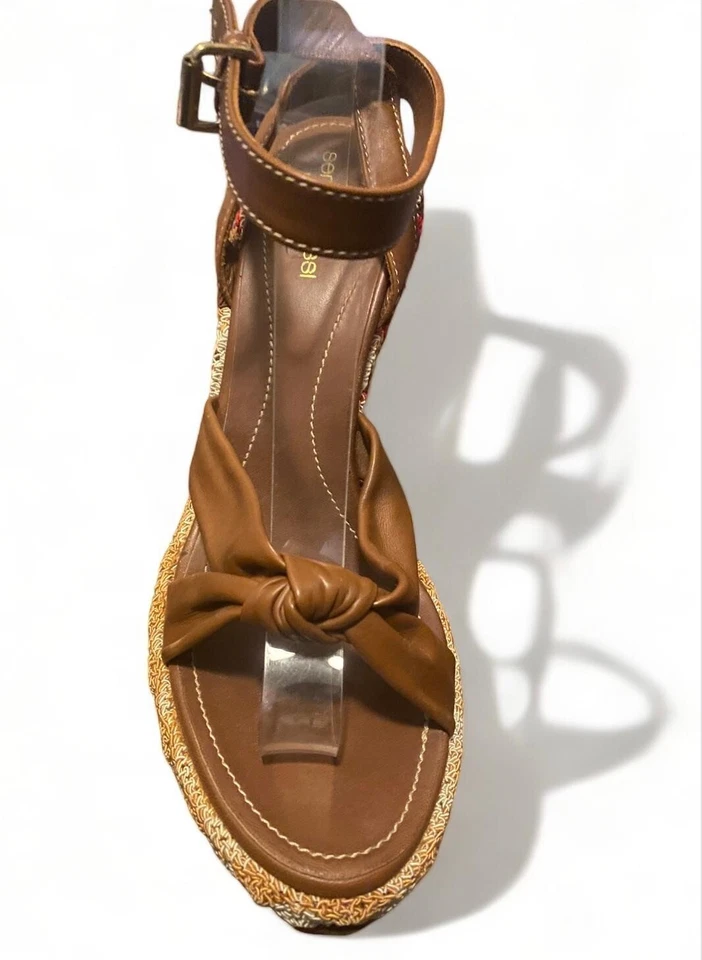 VINTAGE - Sergio Rossi Crochet and Leather Platform Wedges SZ -10 - Image 4 of 4