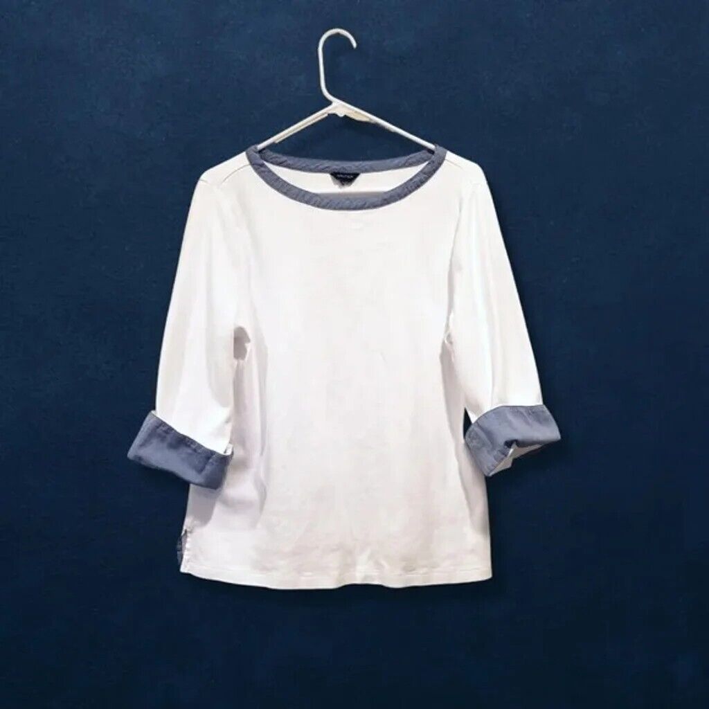 Nautica Chambray Trim Long Sleeve Shirt~$95 - image 1