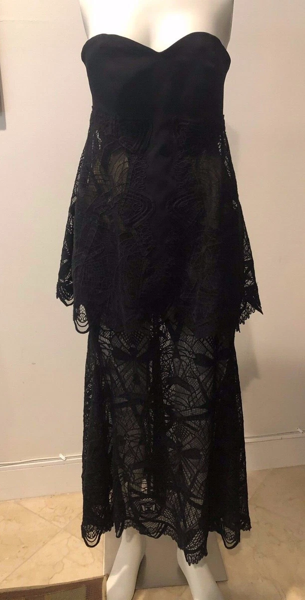 NEW JONATHAN SIMKHAI STRAPLESS LACE BLACK DRESS SIZE 2 VIBA