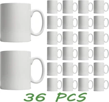 36pcs Blank White Mugs 11OZ Sublimation Coated Mugs Heat Press Cups + STYROFOAM