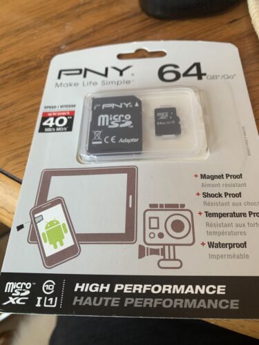 PNY 64GB Micro card With adapter - Picture 1 of 7