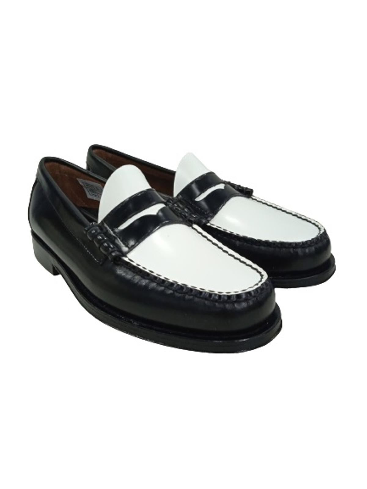 G.H. BASS Men's Black & White Leather Weejuns Larson Loafers