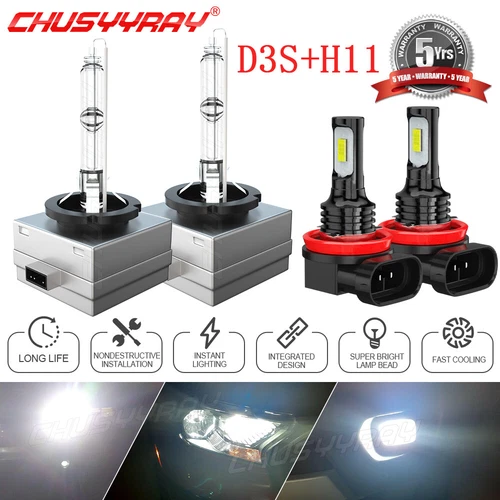 For Ford Flex 2009-2012 2013-2018 D3S+H11 HID Xenon Headlight LED Fog Light Kit - Picture 1 of 14