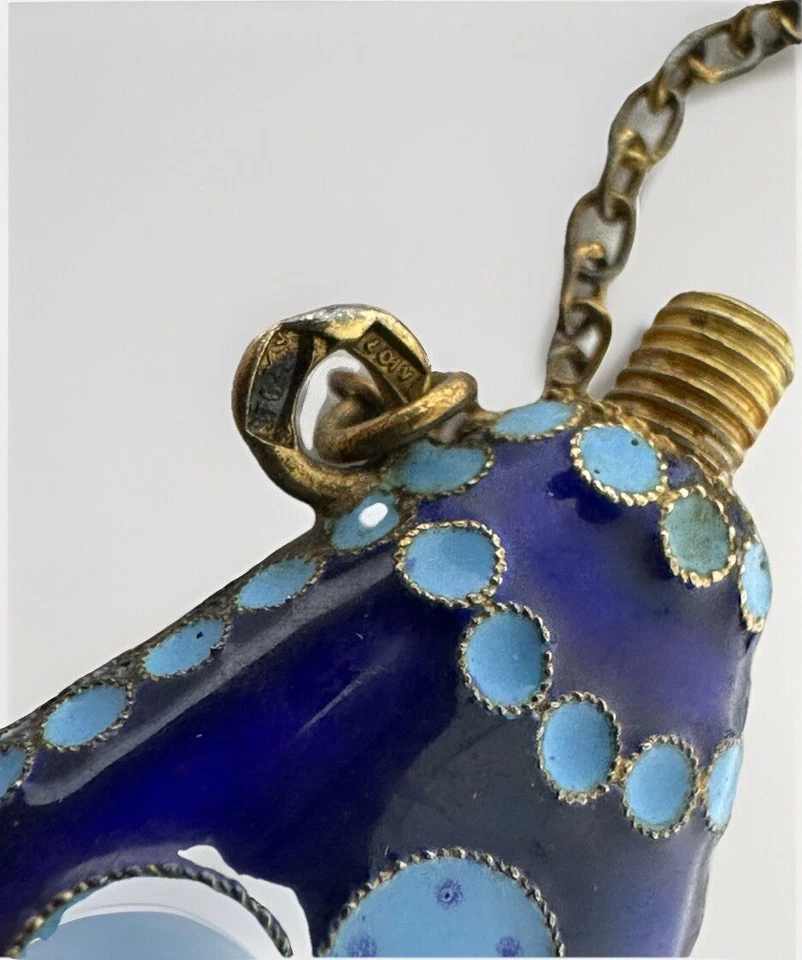 Antigua botella de perfume Cloisonne de la URSS esmalte de plata esterlina ruso soviético Foto 4 de 4