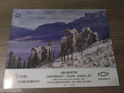MINT ORIGINAL 2002 WILDLIFE CALENDER JIM MARTIN ALMA MI OLDS CAD CHEVY