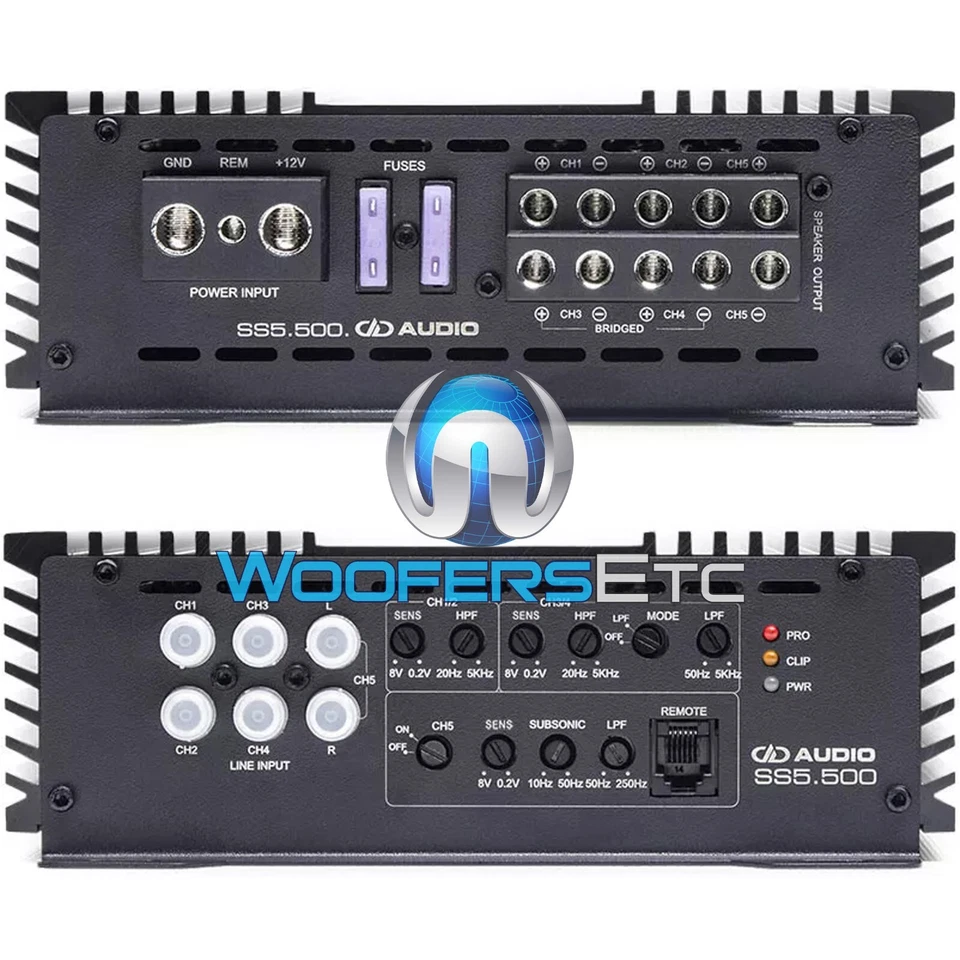 AMPLIFICADOR SUBWOOFER DD AUDIO SS5.500 5 CANALES 980W RMS CLASE AB + D Foto 3 de 4
