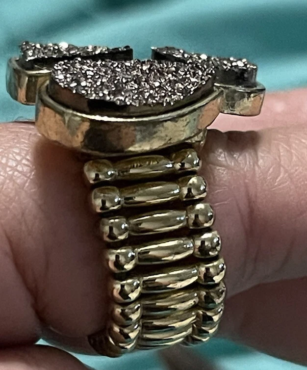 金色 Druzy 黑石戒指 几何形状 边框 套装 AVON 均码 — 第 3/3 张图片