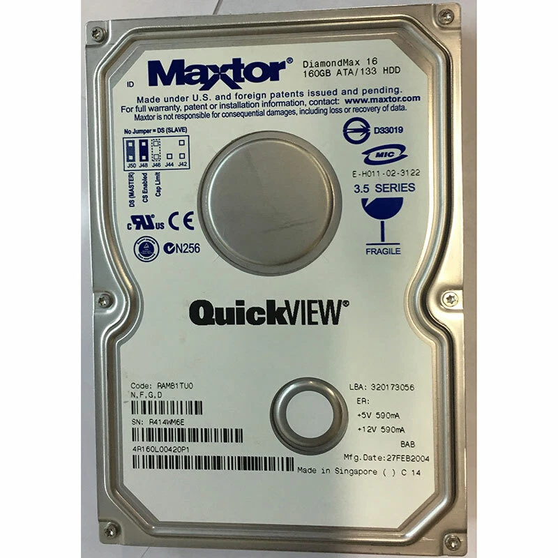 Maxtor Internal Hard Disk Drives 160 GB Storage Capacity for sale